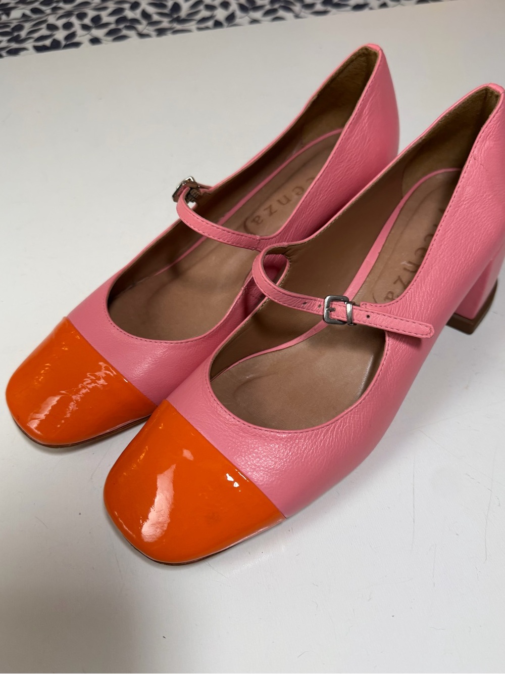 Vicenza Anthropologie Leather Colorblock Versatile Mary Jane Buckle Heels Sz 8 - Picture 4 of 16